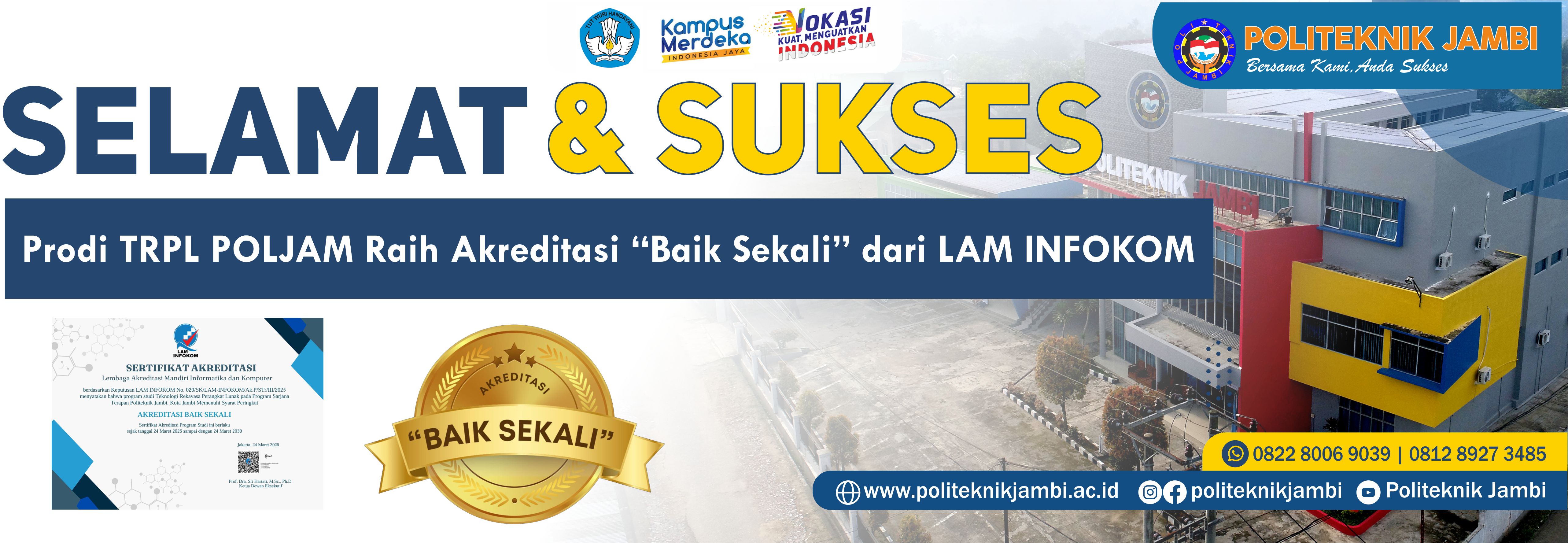 Prodi TRPL POLJAM Raih Akreditasi “Baik Sekali” dari LAM INFOKOM