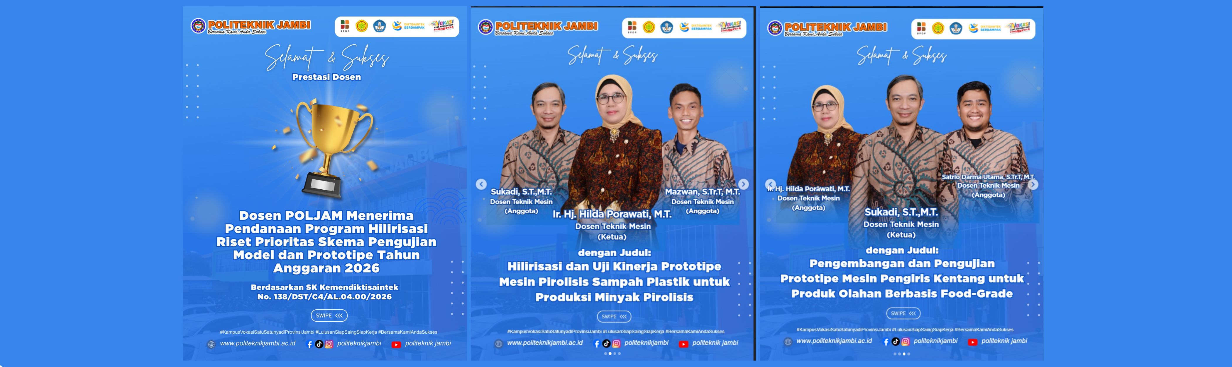 Dosen Politeknik Jambi Raih Pendanaan Program Hilirisasi Riset Prioritas Tahun Anggaran 2026