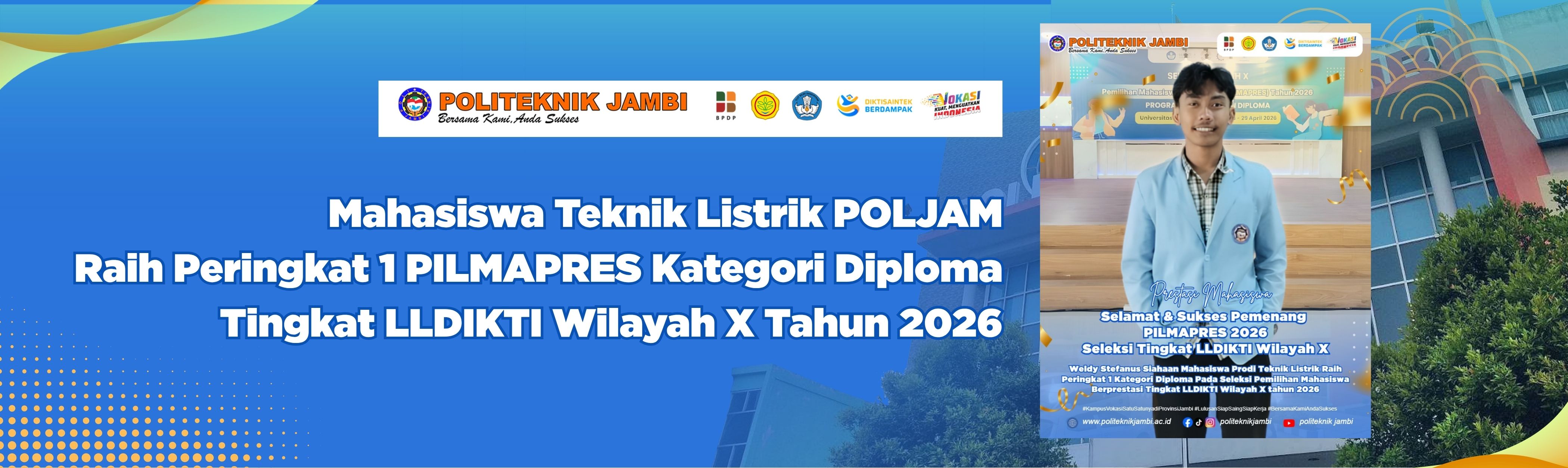 Mahasiswa Teknik Listrik POLJAM Raih Peringkat 1 PILMAPRES Kategori Diploma Tingkat LLDIKTI Wilayah X Tahun 2026