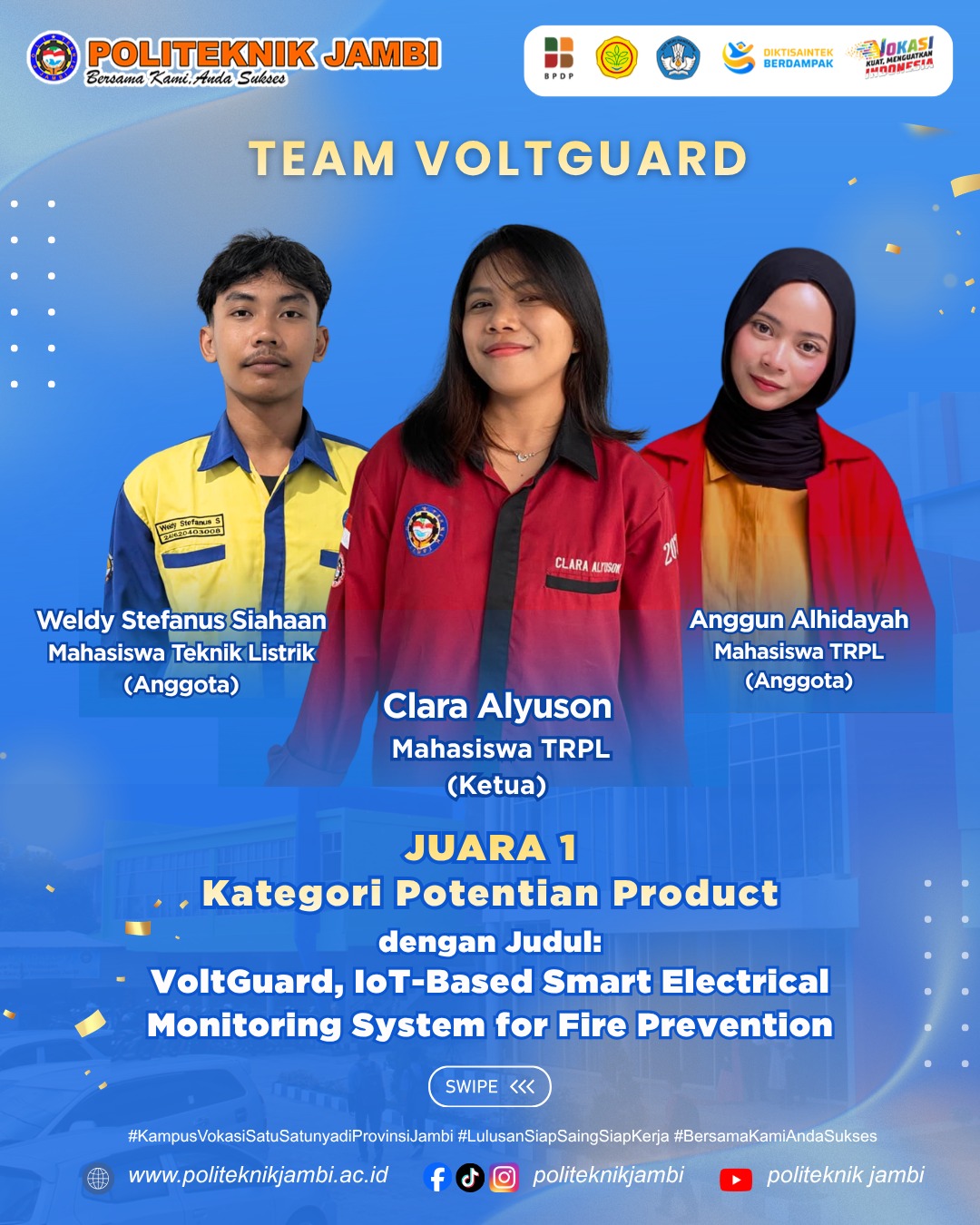 Juara 1 Kategori Potential Product melalui Inovasi VoltGuard