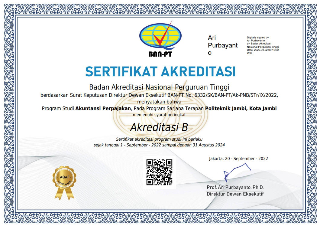 Akreditasi D4 - Akuntansi Perpajakan